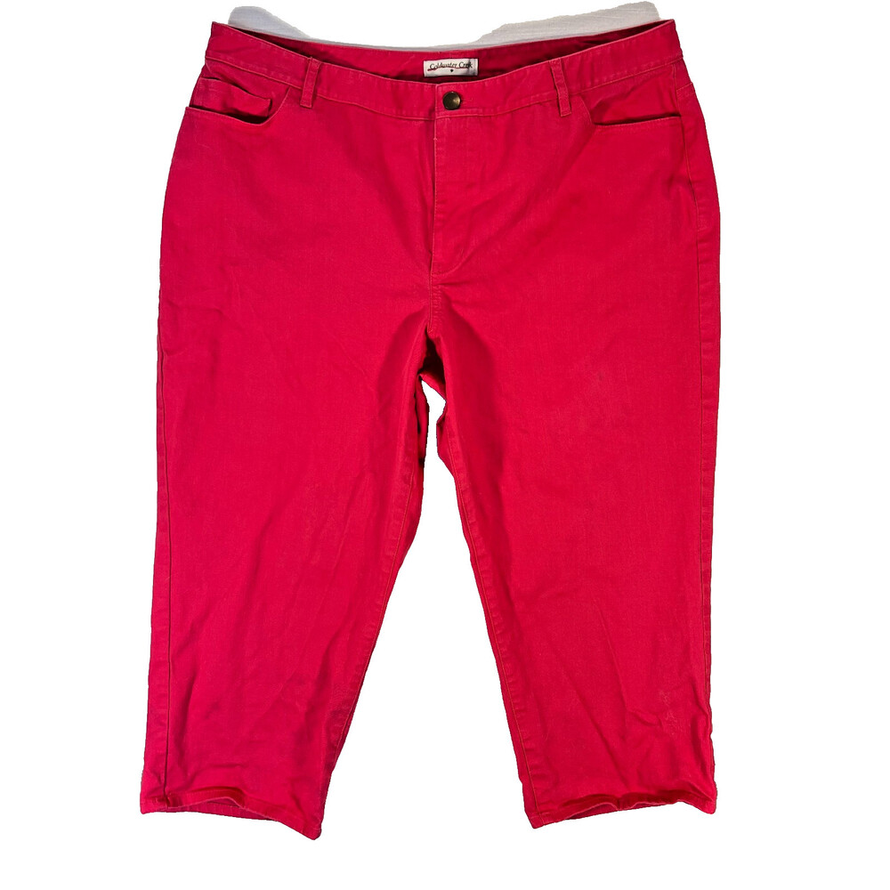 Coldwater Creek Capri Jeans Womens Size 18 Red Stretch 5-Pocket NWOT